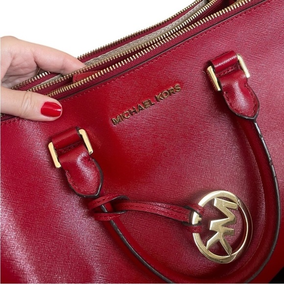 MICHAEL KORS Red Leather Satchel - Picture 12 of 15